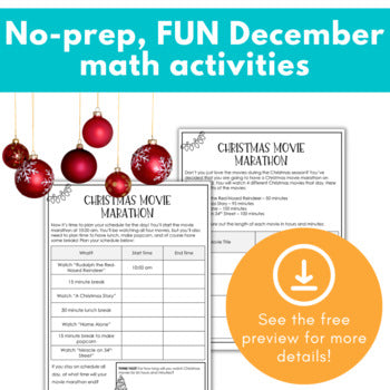 Image of Christmas Math Project, Real Life Christmas Math Tasks for December