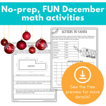 Image of Christmas Math Project for 3rd 4th 5th