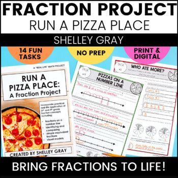 Main image for Fraction Math Project With 3rd 4th Grade Fraction Activities - Run a Pizza Place