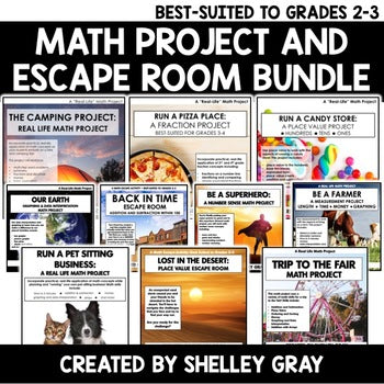 Main image for Math Projects & Escape Rooms for Grades 2-3 | Bundle of Ten