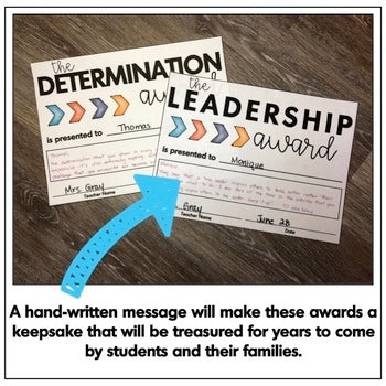 End of the Year Awards Certificates for Character Traits and Growth Mi ...