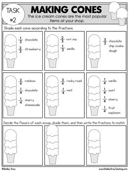 Image of Fraction Project for 3rd Grade - Real Life Math - Run an Ice Cream Shop