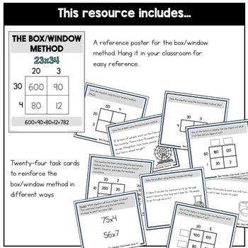 Box or Window Method - Multi-Digit Multiplication Task Cards – Shelley ...