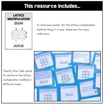 Image of Lattice Multiplication - Multi-Digit Multiplication Task Cards