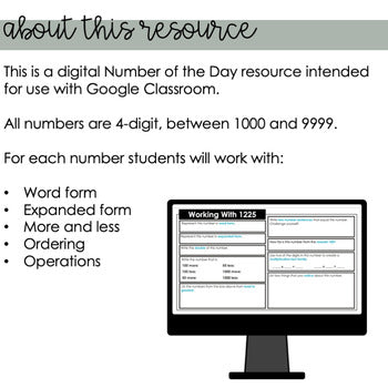 Image of DIGITAL Number of The Day - Whole Numbers Between 1,000 and 9,999