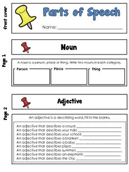 Image of Parts of Speech Foldable Booklet
