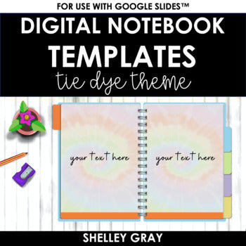 Main image for DIGITAL Notebook Templates: Tie Dye Theme | Commercial Use
