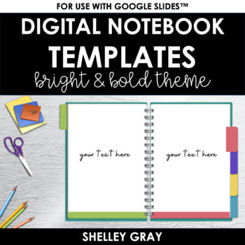 DIGITAL Notebook Templates: Bright and Bold Theme | Commercial Use ...