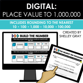 Main image for Place Value to 1,000,000 / One Million DIGITAL PRACTICE Includes Rounding