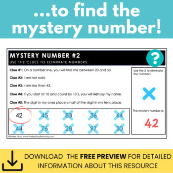 Image of Math Vocabulary 2-Digit Mystery Numbers - Problem-Solving, Morning Work