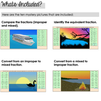 Image of DIGITAL Fraction Mystery Pictures - Mixed Improper Convert Add Subtract