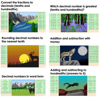 Image of DIGITAL Decimal Mystery Pictures - Tenths Hundredths Add Subtract Round