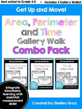 Main image for Area, Perimeter and Time Around the Room Gallery Walk Bundle - Measurement