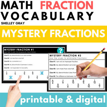 Main image for Fraction Vocabulary Math Mystery Numbers - Problem-Solving, Morning Work