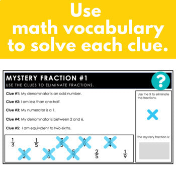 Image of Fraction Vocabulary Math Mystery Numbers - Problem-Solving, Morning Work