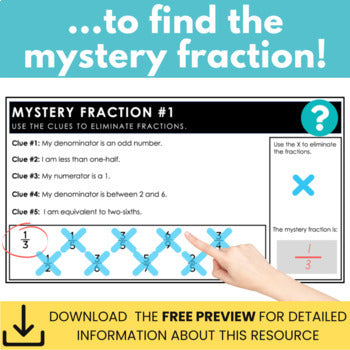 Image of Fraction Vocabulary Math Mystery Numbers - Problem-Solving, Morning Work