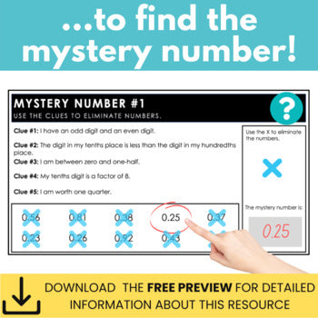 Image of Decimal Vocabulary Math Mystery Numbers - Problem-Solving, Morning Work