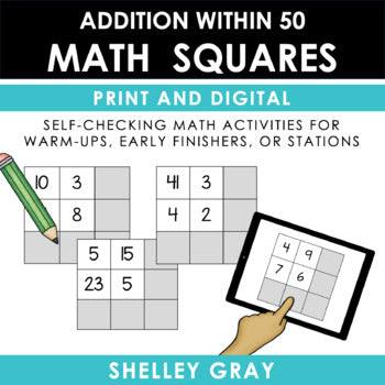 Main image for Addition to 50 - Fun Self-Checking Math Squares for Addition Practice