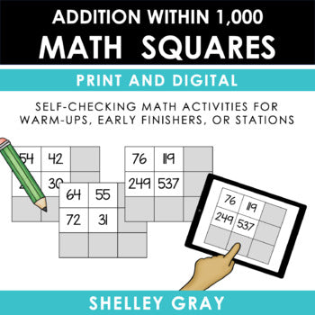 Main image for Addition to 1,000 - Fun Self-Checking Math Squares for Addition Practice