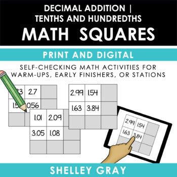 Main image for Adding Decimals - Tenths and Hundredths - Fun Self-Checking Math Squares