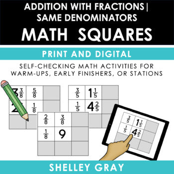 Main image for Adding Fractions With Same Denominators - Fun Self-Checking Math Squares