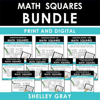 Addition Facts Practice - Math Squares BUNDLE - Fun Daily Math Fact Ro ...