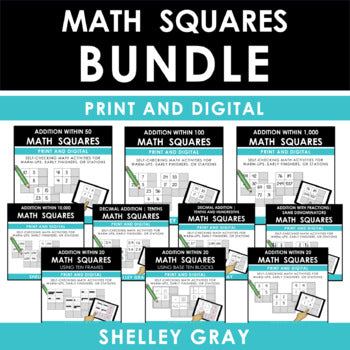 Main image for Addition Facts Practice - Math Squares BUNDLE - Fun Daily Math Fact Routine