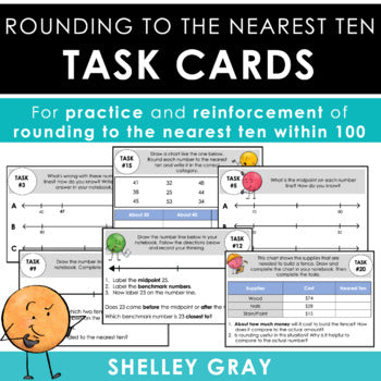 Main image for Rounding to the Nearest 10 Task Cards For Numbers to 100
