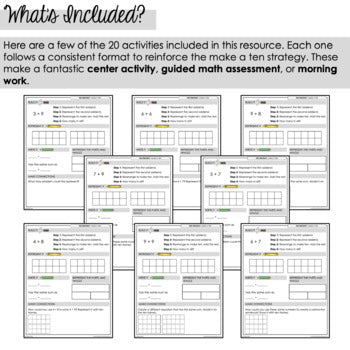 10 Math Mat Make a Ten Addition Strategy Math Mats - Independent Math Center - CRA ...