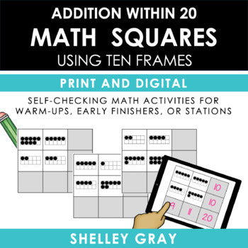 Main image for Addition Within 20 With Ten Frames - Fun Self-Checking Math Squares