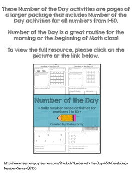 Image of FREE Number of the Day Activities For Numbers 1-50