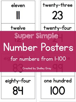 Numbers Long Postrs Number Posters For Numbers 1-100 – Shelley Gray Teaching