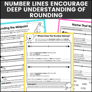 Image of Rounding to the Nearest 1,000, 100 & 10 to 10,000 on a Number Line Worksheets