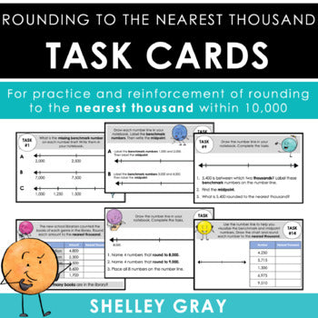 Main image for Rounding to the Nearest Thousand Task Cards | Numbers Within 10,000