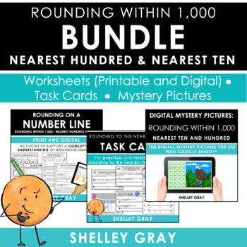 Main image for Rounding Within 1,000 BUNDLE | Worksheets, Task Cards, Mystery Pictures