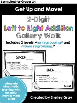 Main image for Left-to-Right Addition for 2-Digit Numbers - Around the Room Gallery Walk