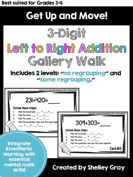 Main image for Left-to-Right Addition for 3-Digit Numbers - Around the Room Gallery Walk