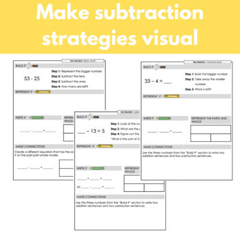 Image of Subtraction Strategy Math Mats - Working With Numbers to 100 Using the CRA Model
