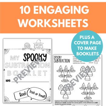 Image of Halloween Math Worksheets for Subtraction