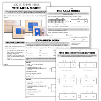 Image of Area Model for Multiplication, worksheets and hands on ideas