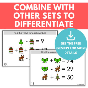 Image of Christmas Math Logic Problems, Puzzles for Addition & Subtraction Within 100