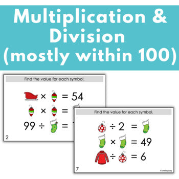 Image of Christmas Math Logic Problems, Puzzles for Multiplication and Division