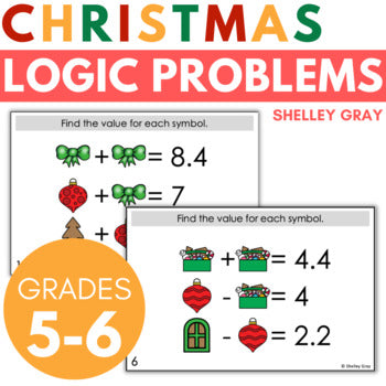 Main image for Christmas Math Logic Problems, Puzzles for Decimal Numbers to Tenths