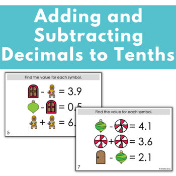 Image of Christmas Math Logic Problems, Puzzles for Decimal Numbers to Tenths
