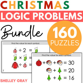 Main image for Christmas Logic Problem Puzzles, Differentiated Bundle Grades 2-6