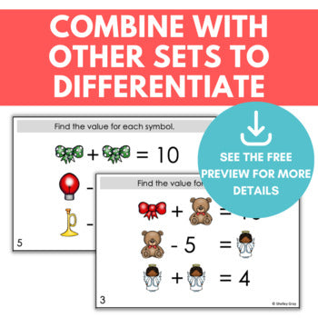Image of Christmas Math Logic Problems, Puzzles for Addition & Subtraction Within 10