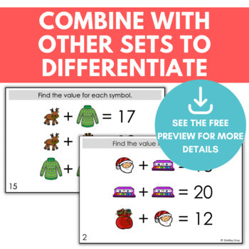 Image of Christmas Math Logic Problems, Puzzles for Addition Within 20
