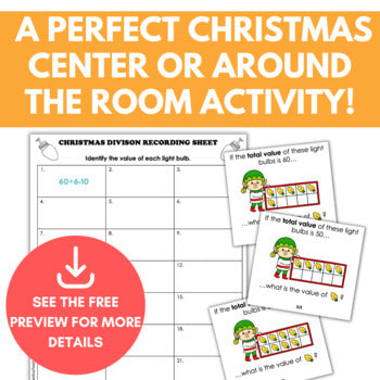 Image of Christmas Division Task Cards for Basic Facts, Using Ten Frames