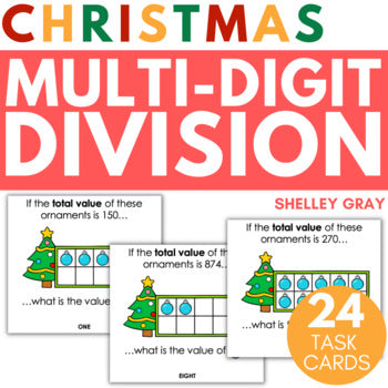 Main image for Christmas Multi-Digit Division Task Cards, Using Ten Frames