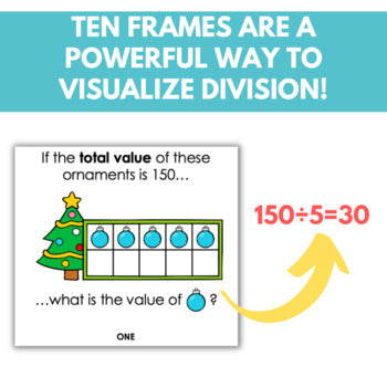 Image of Christmas Multi-Digit Division Task Cards, Using Ten Frames
